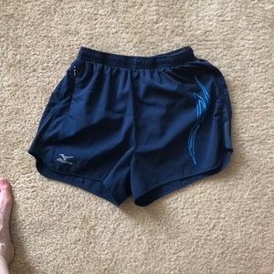 navy blue Mizuno running shorts